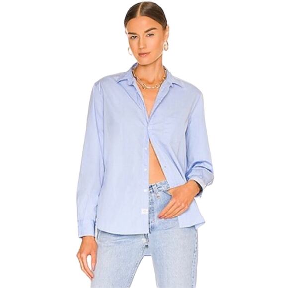 Frank & Eileen Blue Woven Cotton Button Up Shirt Size Medium NWT - Picture 1 of 6